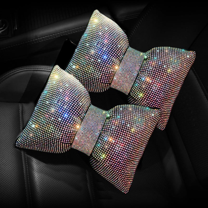 2db Red Diamond Crystal Bowknot autós nyakpárna strasszos automatikus fejtámla üléstámasz párnák Bling autós kiegészítők nőknek