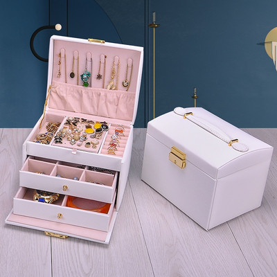 ZLALHAJA 3 rétegű ékszertartó doboz bőr nagy kapacitású ékszerdobozok vitrin nyaklánc fülbevaló tartó tároló doboz