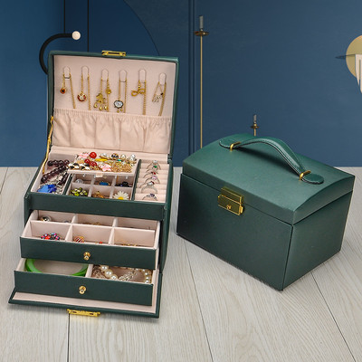 ZLALHAJA 3 rétegű ékszertartó doboz bőr nagy kapacitású ékszerdobozok vitrin nyaklánc fülbevaló tartó tároló doboz