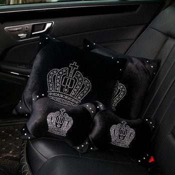 Εσωτερικά αξεσουάρ καθισμάτων αυτοκινήτου Diamond Crystal Crown Εσωτερικά αξεσουάρ Λούτρινα γούνινα καλύμματα αυτοκινήτου τιμονιού Κάλυμμα αλλαγής ζώνης ασφαλείας προσκέφαλου