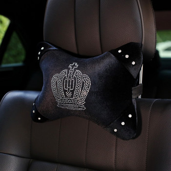Серия Diamond Crystal Crown Столче за кола Вътрешни аксесоари Плюшена кожа Калъфи за автоматичен волан Облегалка за глава Предпазен колан Капак на скоростния лост