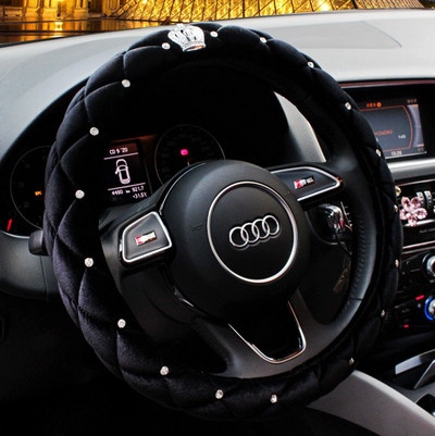 Seria Diamond Crystal Crown Accesorii interioare pentru scaunul auto din blană de pluș Huse pentru volan auto Tetiera pentru centura de siguranță Husa schimbător