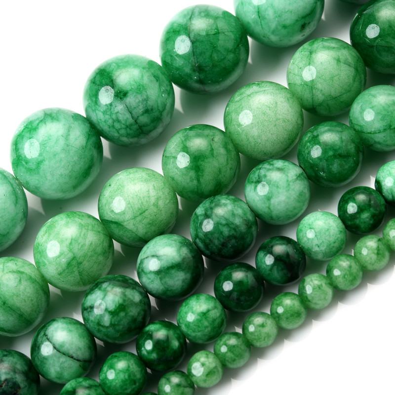 Looduslikust rohelisest kivist helmed Jades kristalltürkiisid lahtised vahehelmed ehete valmistamiseks DIY käsitsi valmistatud käevõru kaelakee 4-12 mm