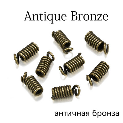 100 бр./лот Метални пружинни гофрирани закопчалки Кожени краища Закопчалки Крайни капачки Конектори за Направи си сам гривна Колие Консумативи за производство на бижута