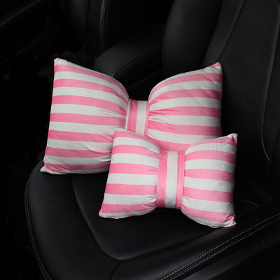 Aranyos csíkos Bowknot autós nyakpárna fejtámla Kreatív automatikus biztonsági ülésfej párna deréktámasz női lányoknak