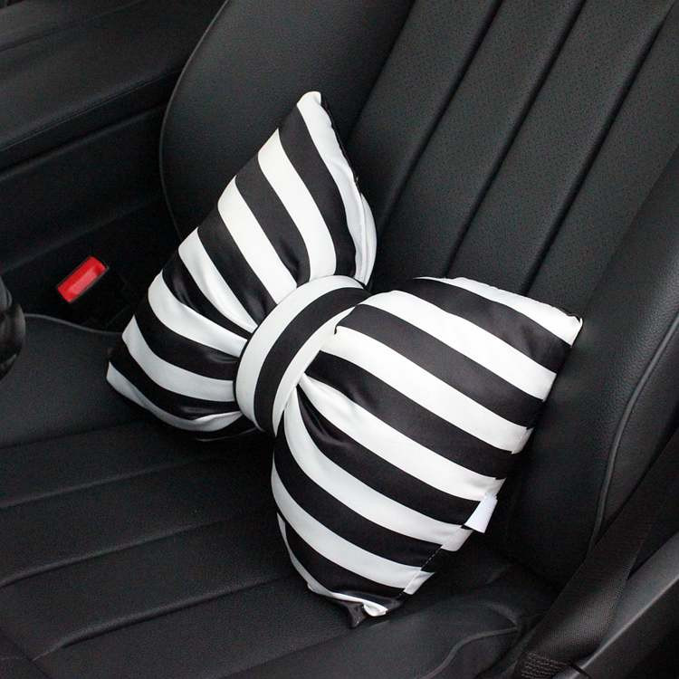 Aranyos csíkos Bowknot autós nyakpárna fejtámla Kreatív automatikus biztonsági ülésfej párna deréktámasz női lányoknak