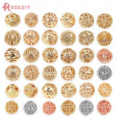 Culoare din alamă de aur de 24K, cu frunze de copac de flori, mărgele rotunde, mărgele de brățară, accesorii pentru realizarea de bijuterii, accesorii