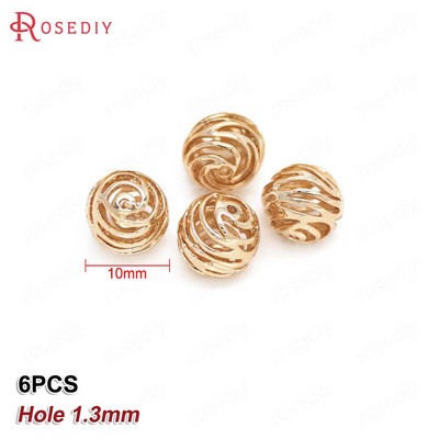 Culoare din alamă de aur de 24K, cu frunze de copac de flori, mărgele rotunde, mărgele de brățară, accesorii pentru realizarea de bijuterii, accesorii