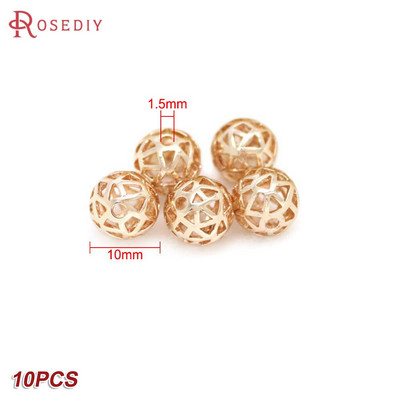 Culoare din alamă de aur de 24K, cu frunze de copac de flori, mărgele rotunde, mărgele de brățară, accesorii pentru realizarea de bijuterii, accesorii