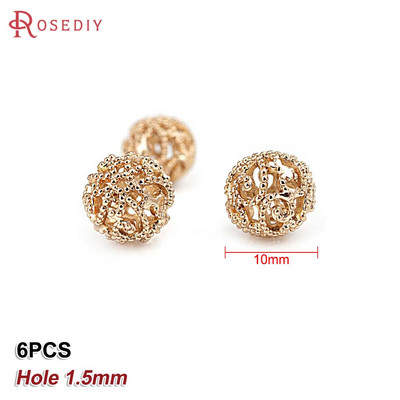 Culoare din alamă de aur de 24K, cu frunze de copac de flori, mărgele rotunde, mărgele de brățară, accesorii pentru realizarea de bijuterii, accesorii