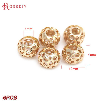 Culoare din alamă de aur de 24K, cu frunze de copac de flori, mărgele rotunde, mărgele de brățară, accesorii pentru realizarea de bijuterii, accesorii