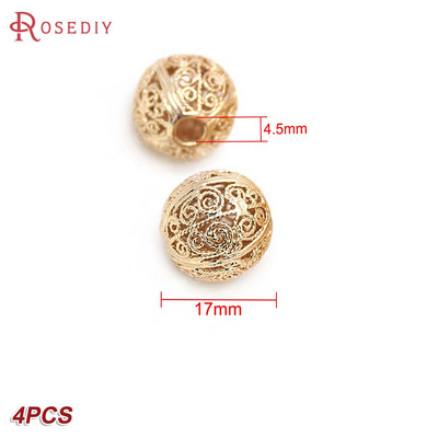 Culoare din alamă de aur de 24K, cu frunze de copac de flori, mărgele rotunde, mărgele de brățară, accesorii pentru realizarea de bijuterii, accesorii