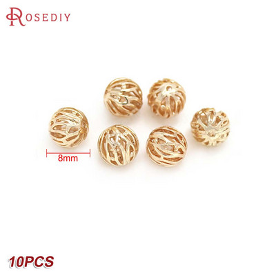 Culoare din alamă de aur de 24K, cu frunze de copac de flori, mărgele rotunde, mărgele de brățară, accesorii pentru realizarea de bijuterii, accesorii