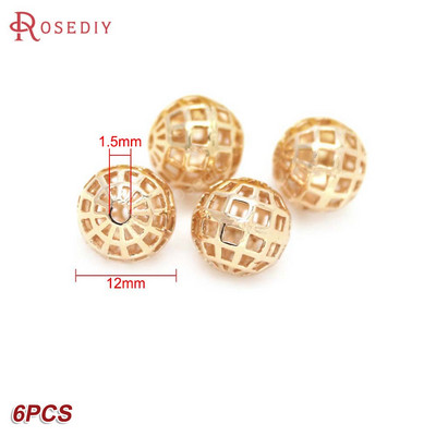 Culoare din alamă de aur de 24K, cu frunze de copac de flori, mărgele rotunde, mărgele de brățară, accesorii pentru realizarea de bijuterii, accesorii