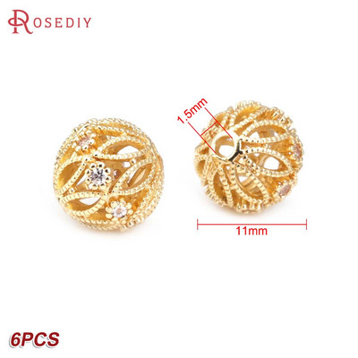 Culoare din alamă de aur de 24K, cu frunze de copac de flori, mărgele rotunde, mărgele de brățară, accesorii pentru realizarea de bijuterii, accesorii