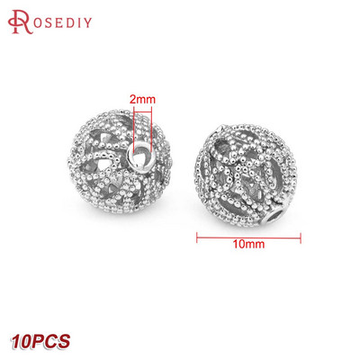 Culoare din alamă de aur de 24K, cu frunze de copac de flori, mărgele rotunde, mărgele de brățară, accesorii pentru realizarea de bijuterii, accesorii