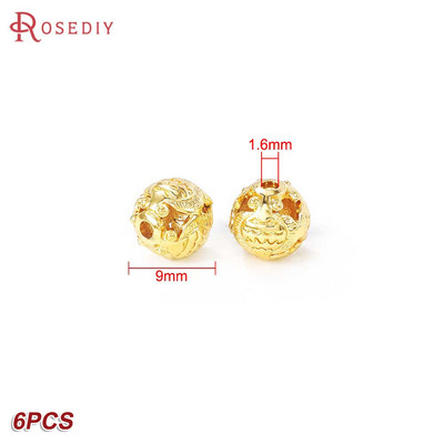 Culoare din alamă de aur de 24K, cu frunze de copac de flori, mărgele rotunde, mărgele de brățară, accesorii pentru realizarea de bijuterii, accesorii