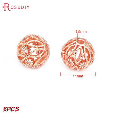 Culoare din alamă de aur de 24K, cu frunze de copac de flori, mărgele rotunde, mărgele de brățară, accesorii pentru realizarea de bijuterii, accesorii