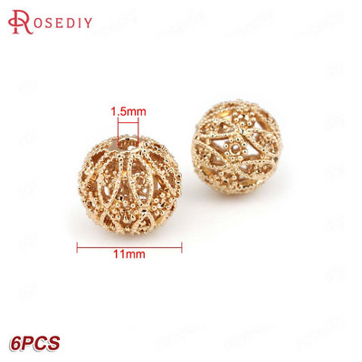 Culoare din alamă de aur de 24K, cu frunze de copac de flori, mărgele rotunde, mărgele de brățară, accesorii pentru realizarea de bijuterii, accesorii