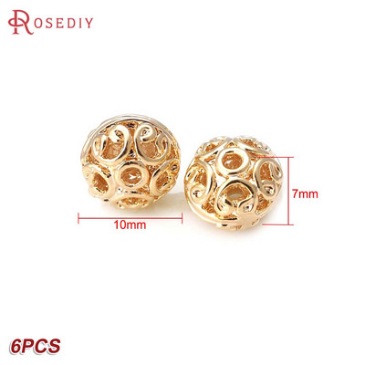 Culoare din alamă de aur de 24K, cu frunze de copac de flori, mărgele rotunde, mărgele de brățară, accesorii pentru realizarea de bijuterii, accesorii