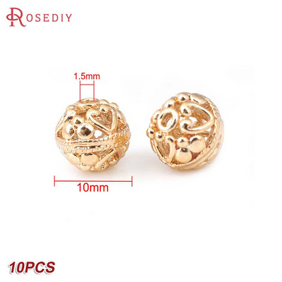 Culoare din alamă de aur de 24K, cu frunze de copac de flori, mărgele rotunde, mărgele de brățară, accesorii pentru realizarea de bijuterii, accesorii