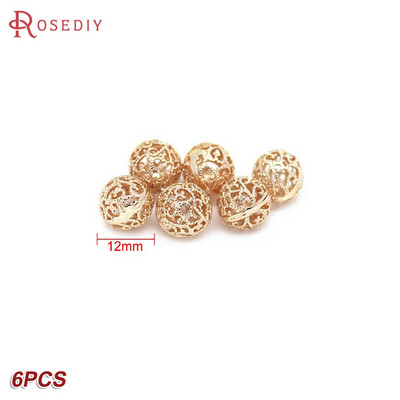 Culoare din alamă de aur de 24K, cu frunze de copac de flori, mărgele rotunde, mărgele de brățară, accesorii pentru realizarea de bijuterii, accesorii