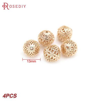 Culoare din alamă de aur de 24K, cu frunze de copac de flori, mărgele rotunde, mărgele de brățară, accesorii pentru realizarea de bijuterii, accesorii