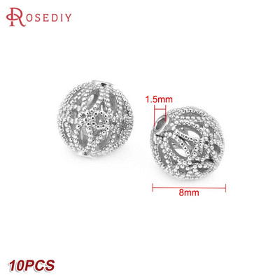 Culoare din alamă de aur de 24K, cu frunze de copac de flori, mărgele rotunde, mărgele de brățară, accesorii pentru realizarea de bijuterii, accesorii