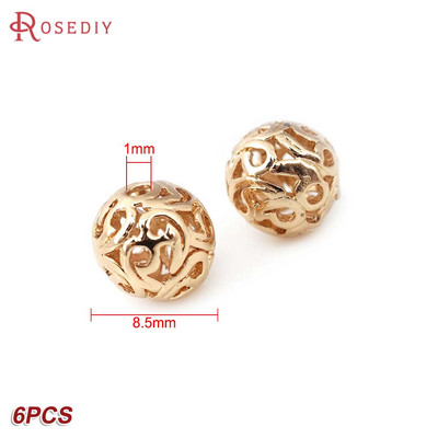 Culoare din alamă de aur de 24K, cu frunze de copac de flori, mărgele rotunde, mărgele de brățară, accesorii pentru realizarea de bijuterii, accesorii