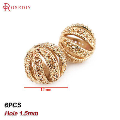 Culoare din alamă de aur de 24K, cu frunze de copac de flori, mărgele rotunde, mărgele de brățară, accesorii pentru realizarea de bijuterii, accesorii