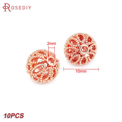 Culoare din alamă de aur de 24K, cu frunze de copac de flori, mărgele rotunde, mărgele de brățară, accesorii pentru realizarea de bijuterii, accesorii