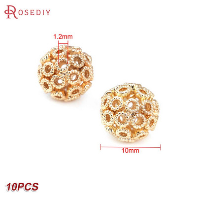 Culoare din alamă de aur de 24K, cu frunze de copac de flori, mărgele rotunde, mărgele de brățară, accesorii pentru realizarea de bijuterii, accesorii