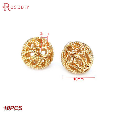 Culoare din alamă de aur de 24K, cu frunze de copac de flori, mărgele rotunde, mărgele de brățară, accesorii pentru realizarea de bijuterii, accesorii