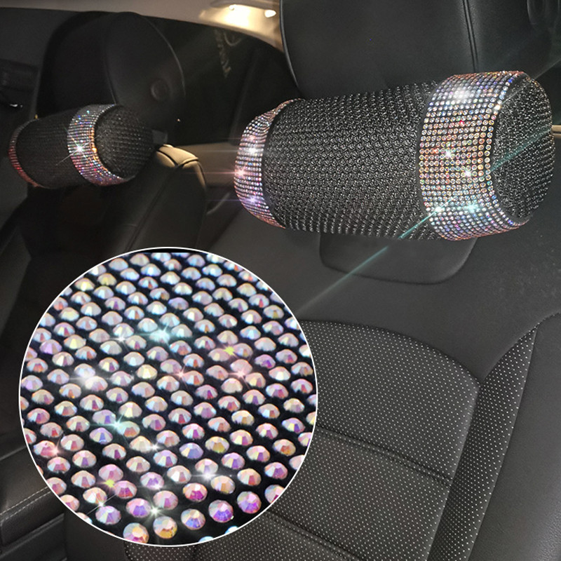 1kom šareni dijamantni automobilski prozračni jastuk ledena svila jastuk za vrat Jastuk za potporu naslona sjedala Bling dodaci za unutrašnjost automobila