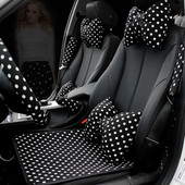 Klasikiniai juodai balti polka taškeliai universalūs automobilinės kėdutės galvos atrama kaklo pagalvė Mieli medvilniniai medvilniniai automobilio pagalvės interjero priedai