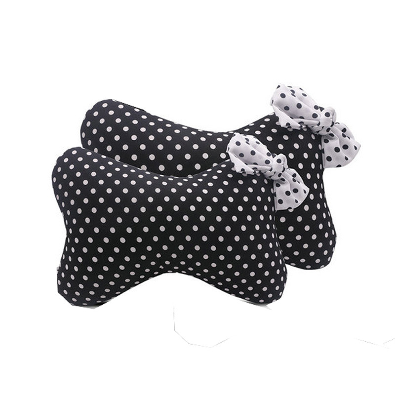 Klasikiniai juodai balti polka taškeliai universalūs automobilinės kėdutės galvos atrama kaklo pagalvė Mieli medvilniniai medvilniniai automobilio pagalvės interjero priedai