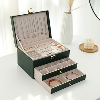2022 Universal Jewelry Box Organizer Οθόνη Ταξιδιωτικές κοσμηματοθήκες Κιβώτια κοσμημάτων φορητό κουτί κοσμημάτων με κουμπί Δερμάτινα κοσμήματα αποθήκευσης