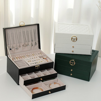 2022 Universal Jewelry Box Organizer Οθόνη Ταξιδιωτικές κοσμηματοθήκες Κιβώτια κοσμημάτων φορητό κουτί κοσμημάτων με κουμπί Δερμάτινα κοσμήματα αποθήκευσης