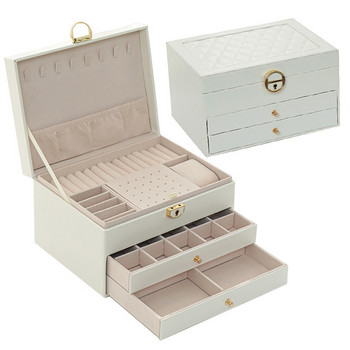 PU Jewelry Box Organizer Νέο σχέδιο Σκουλαρίκια Δαχτυλίδια Κολιέ Θήκη αποθήκευσης Μόδα Βιτρίνα Γυναικεία κορίτσια Το καλύτερο δώρο