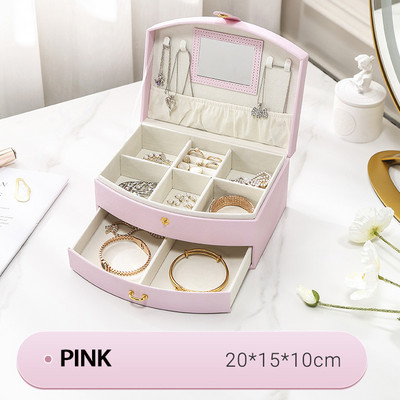 Κουτιά κοσμημάτων διπλής στρώσης Φορητή οργάνωση κοσμημάτων Οθόνη Ταξιδιωτικές θήκες κοσμημάτων Κουμπιά Δερμάτινη αποθήκευση κοσμημάτων Δώρα