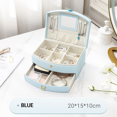 Κουτιά κοσμημάτων διπλής στρώσης Φορητή οργάνωση κοσμημάτων Οθόνη Ταξιδιωτικές θήκες κοσμημάτων Κουμπιά Δερμάτινη αποθήκευση κοσμημάτων Δώρα