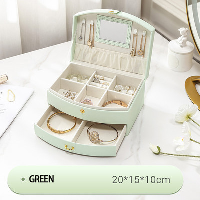 Κουτιά κοσμημάτων διπλής στρώσης Φορητή οργάνωση κοσμημάτων Οθόνη Ταξιδιωτικές θήκες κοσμημάτων Κουμπιά Δερμάτινη αποθήκευση κοσμημάτων Δώρα