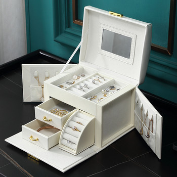 Hot Sale Large Jewelry Box Organizer PU Δερμάτινο συρτάρι πολυλειτουργικό βελούδινο σκουλαρίκι δαχτυλίδι κολιέ Θήκη αποθήκευσης Γυναικεία δώρα