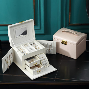 Hot Sale Large Jewelry Box Organizer PU Δερμάτινο συρτάρι πολυλειτουργικό βελούδινο σκουλαρίκι δαχτυλίδι κολιέ Θήκη αποθήκευσης Γυναικεία δώρα