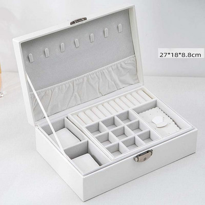 Ékszer Bőr Kapacitás Mintás ékszerdoboz többfunkciós sminktároló Beauty Travel Box Ékszer sminkrendező