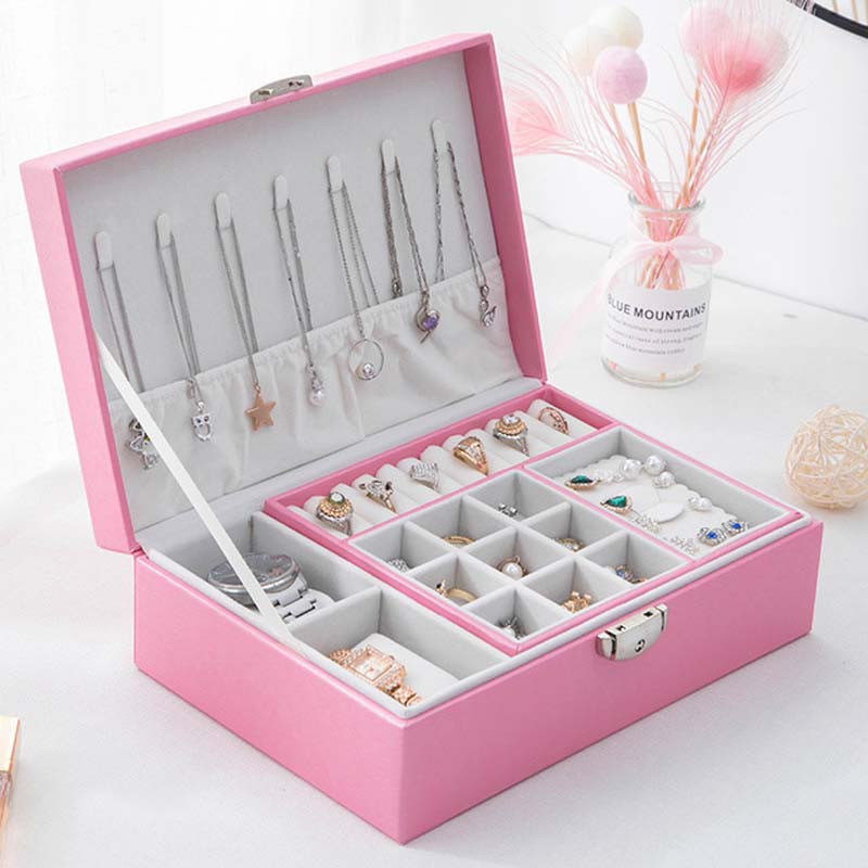 Ékszer Bőr Kapacitás Mintás ékszerdoboz többfunkciós sminktároló Beauty Travel Box Ékszer sminkrendező