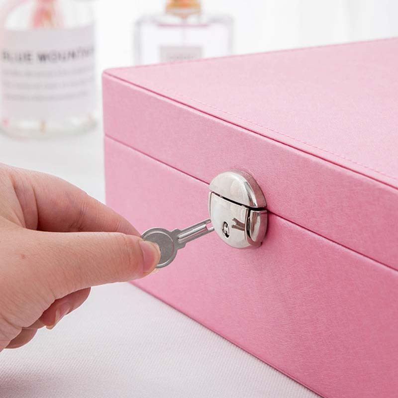 Ékszer Bőr Kapacitás Mintás ékszerdoboz többfunkciós sminktároló Beauty Travel Box Ékszer sminkrendező