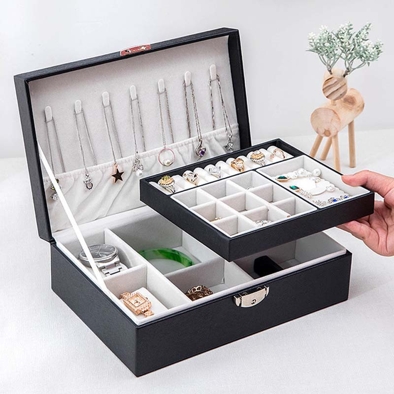 Ékszer Bőr Kapacitás Mintás ékszerdoboz többfunkciós sminktároló Beauty Travel Box Ékszer sminkrendező