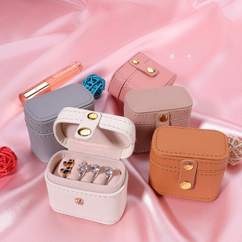 New In Macaron Jewelry Box for Travel Φορητό δαχτυλίδι σκουλαρίκια Κολιέ Organizer Δερμάτινη θήκη με κουμπιά διπλής στρώσης PU