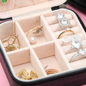 1PC Mini Jewelry Organizer Οθόνη Ταξιδιωτικά Κοσμήματα Θήκη Κουτιά με φερμουάρ Σκουλαρίκια Κολιέ Δαχτυλίδι Φορητό κοσμηματοπωλείο Δερμάτινο χώρο αποθήκευσης